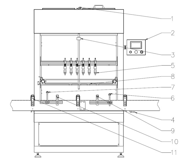 drawing of the fully automatic linear fomy liquid glass bott