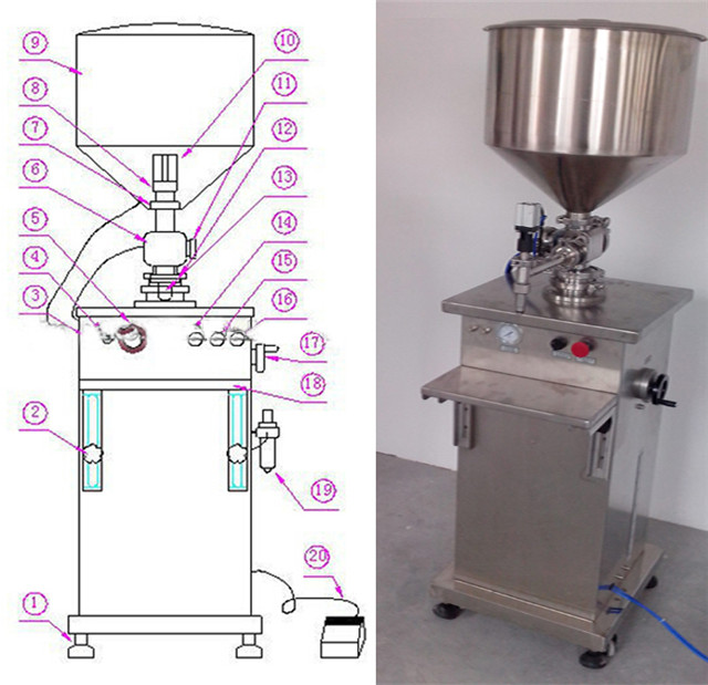 schematic diagram of the semi auto vertical cream lotion sau